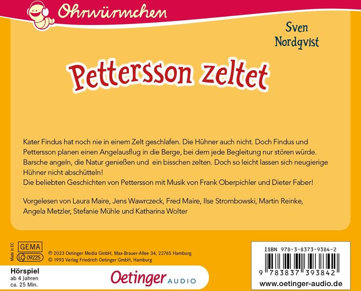 Actual product image Ohrwürmchen - Pettersson and Findus Pettersson camps out (Angela Metzler, Katharina Wolter, Ilse Strambowski, Sven Nordqvist, Laura Maire, Martin Reinke, German)