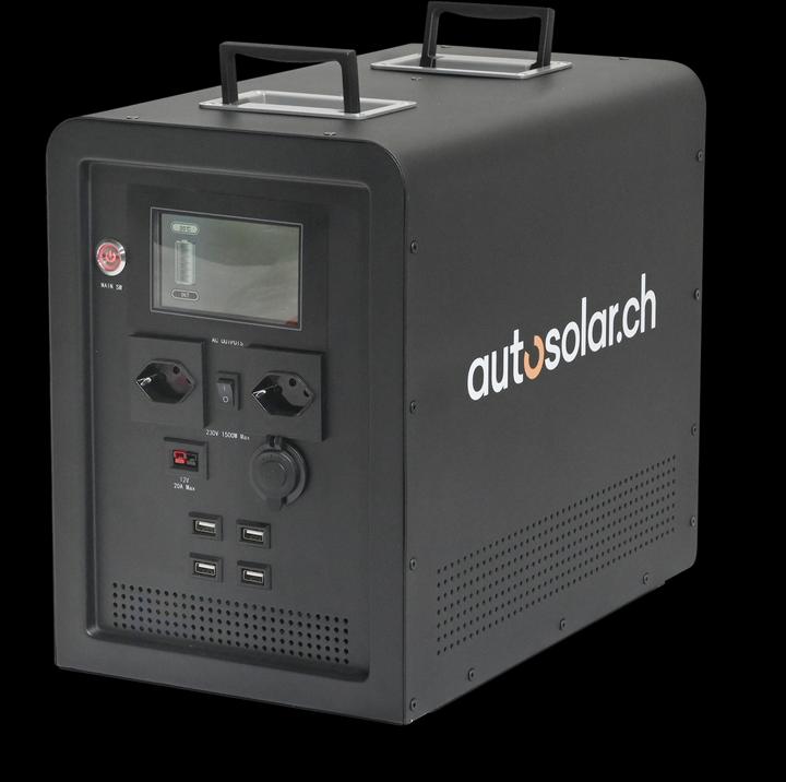 Produktbild Autosolar Powerstation 1500W "Swiss Edition" mit 195W Solarkoffer (1500 Wh, 26.40 kg)