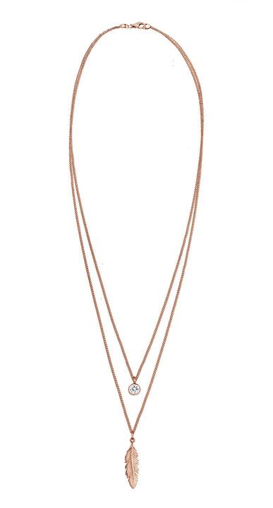 Actual product image Elli Boho, Feather, Layer, Solitaire Necklace (925 silver, Glass crystal, 45 cm)