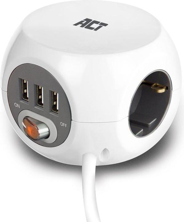 Produktbild Power socket cube (PDU) with 3 sockets type F, 3 USB-A ports, 1.5m