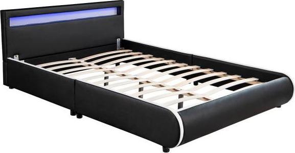 Actual product image Juskys Seville upholstered bed with LED (140 x 200)