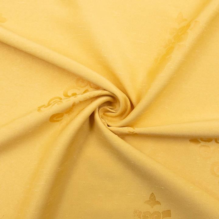 Actual product image Stoffrestposten Curtain fabric opaque - pastel yellow with ornaments - Minimum sales quantity: 1 metre