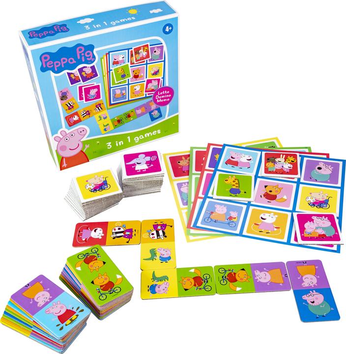 Produktbild Selecta Spielzeug Peppa Pig 3n1 Memo Lotto Domino (Deutsch, Französisch, Norwegisch, Polnisch, Finnisch, Schwedisch, Englisch)