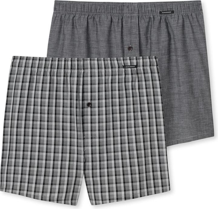 Schiesser Web-Boxershorts Casual Bequem sitzend (S, 2er Pack)