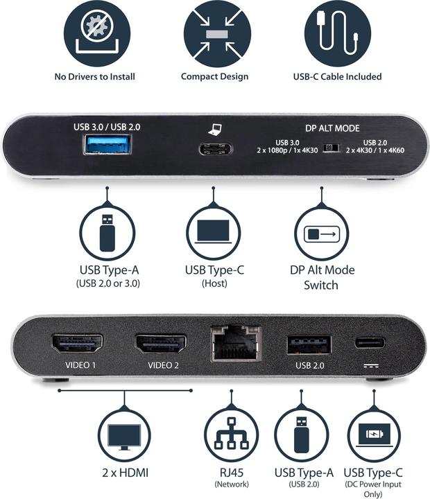 Produktbild StarTech DK30C2HAGPD (USB-C, 4 Ports)