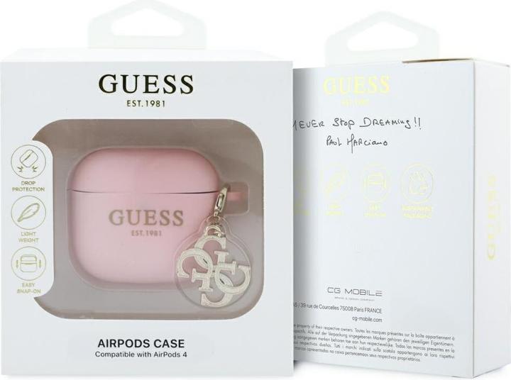Actual product image Guess Cover for AirPods 4 Silicone 4G Charm Pink (Headphone bag)