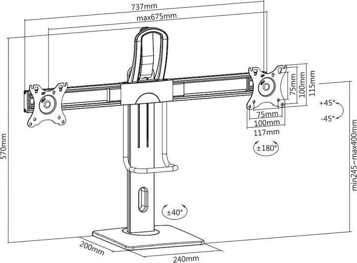 Immagine prodotto myWall Supporto da tavolo per monitor Supporto da tavolo regolabile in altezza con sistema a molla (Tavolo, 17")
