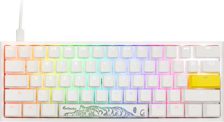 Actual product image Ducky One 2 Pro Mini White Edition Gaming Keyboard, RGB LED - Cherry Silent Red (US) (US, Cable)