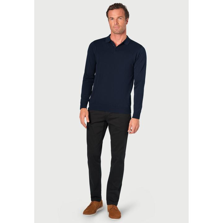 Actual product image Brook Taverner Mens Casper Knitted Long-Sleeved Polo Shirt (S)