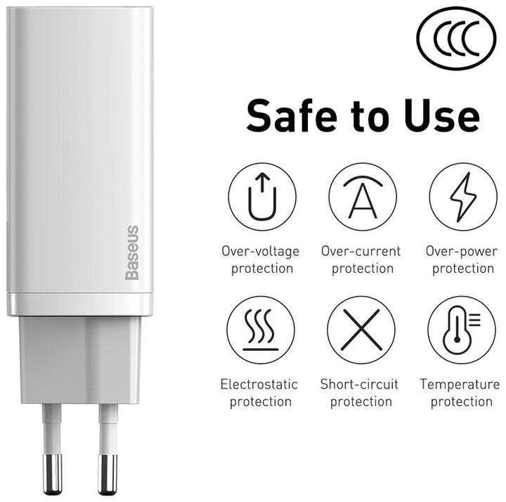 Immagine prodotto Baseus Caricabatterie rapido GaN2 LiteC+U 65W EU Bianco (65 W)