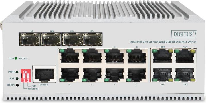 Actual product image Digitus Industrial 8+4 L2 managed Gigabit Ethernet Switch (12 Ports)