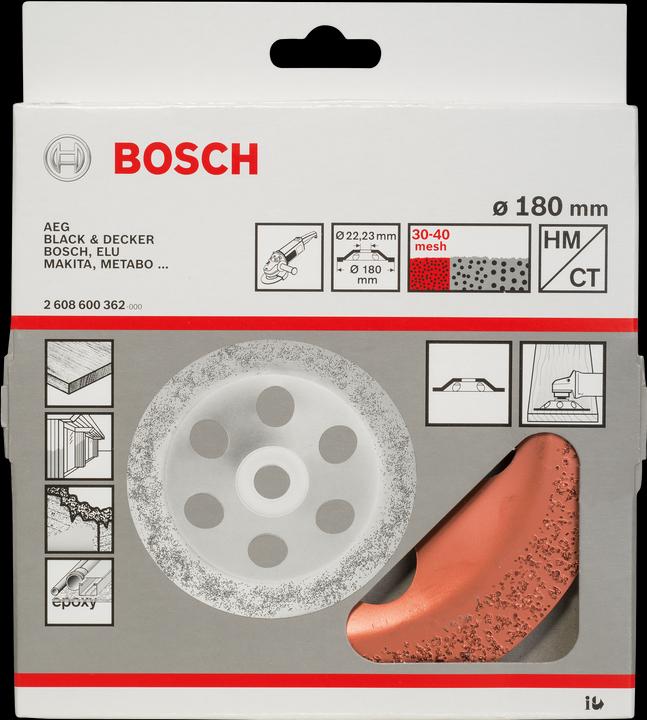 Produktbild Bosch Professional Zubehör Carbide-Schleifköpfe, 180 mm, Feinheitsgrad fein, Scheibenform flach (Fein)