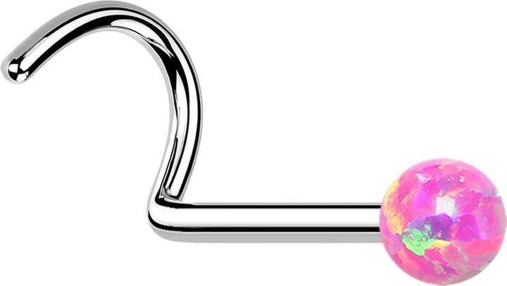 Produktbild Star Piercing Nasenstecker gebogen silber mit Opal pink (Chirurgenstahl 316L, ohne Messing)