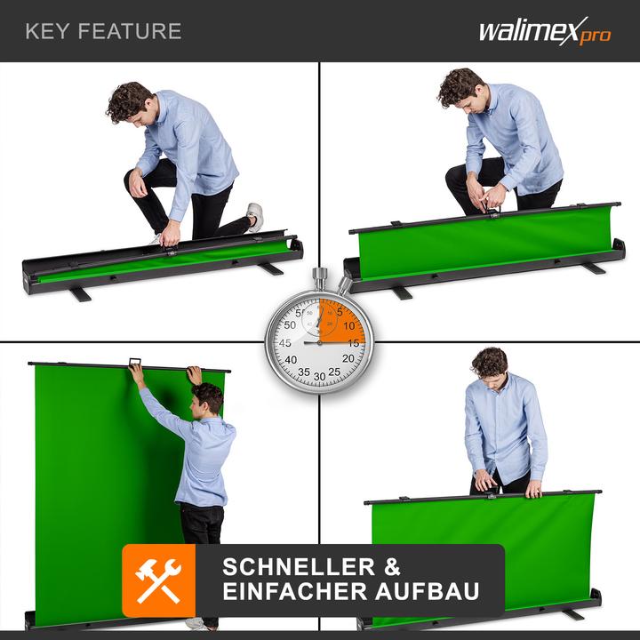 Actual product image Walimex pro Roll-up panel background green 165x220 (176.50 cm, 226 cm)