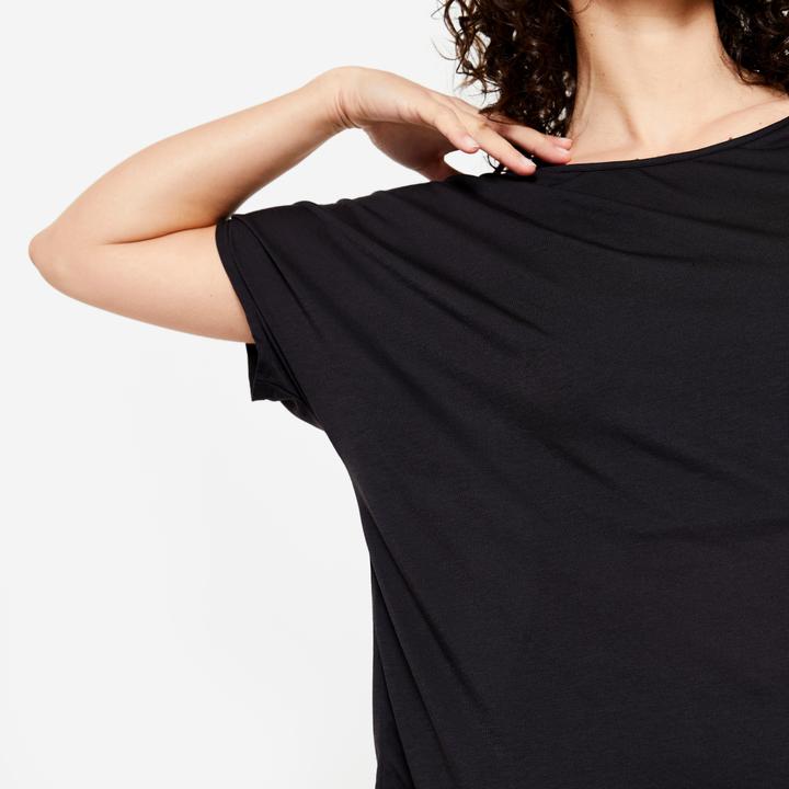 Produktbild Domyos Tanz-Shirt Damen kurzarm fliessend Modern Dance - schwarz (S)