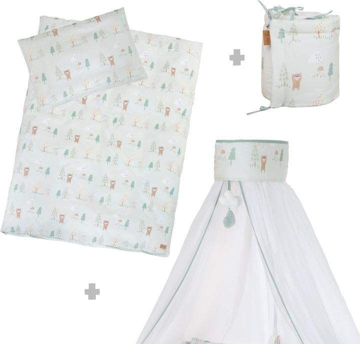 Image du produit Roba Kinderbettgarnitur 4-teilig Woodland Buddies (100 x 135 cm, 40 x 60 cm)