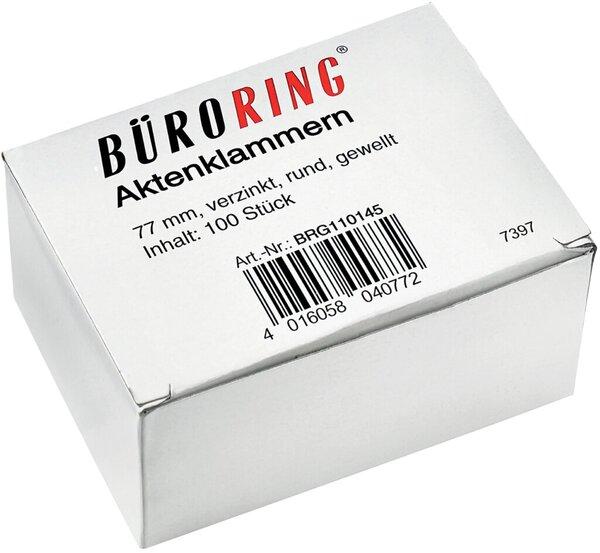Büroring Aktenklammern 77 mm, verzinkt, rund, gewellt, 100 Stück (100 x)