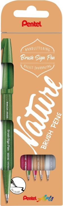 Image du produit Pentel Fineliner SES15N-4 Brush Sign Pen NATURE 4stk - (4 pcs.)