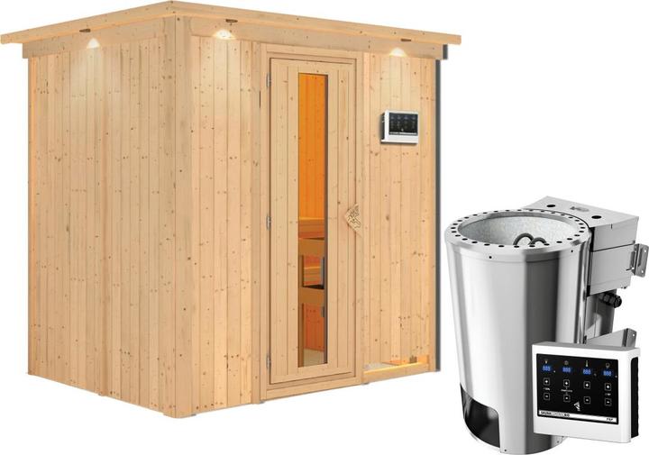 Karibu Sauna Benin Fronteinstieg, Kranz (Plug & Play 3,6 KW externe Steuerung)