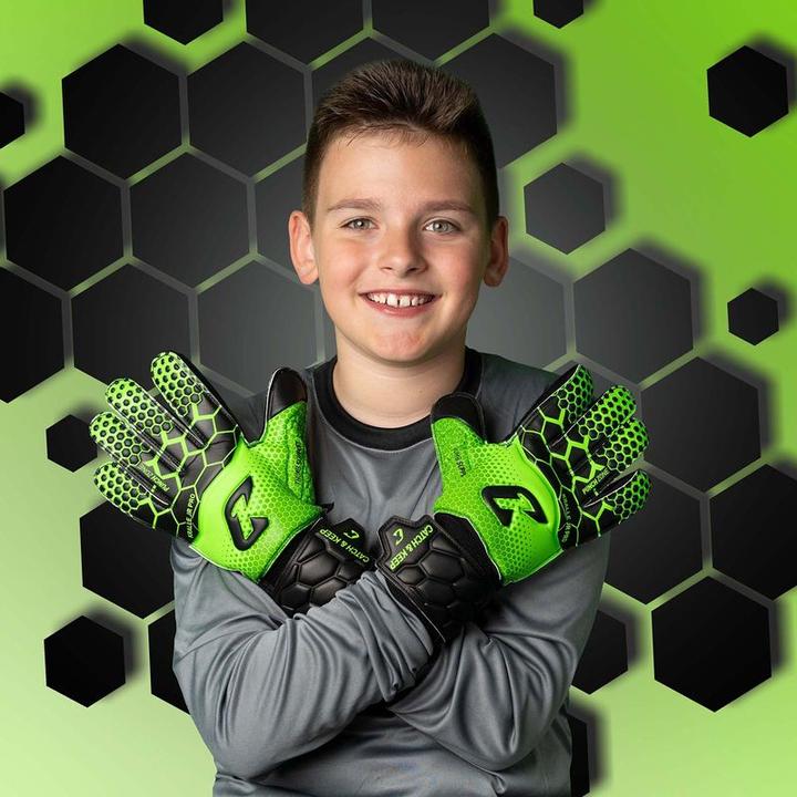Produktbild Catch & Keep Fussballhandschuhe Kralle Junior Pro 3.0 Gr. 6 Grün Torwart Keeper Goalie Handschuhe (6)
