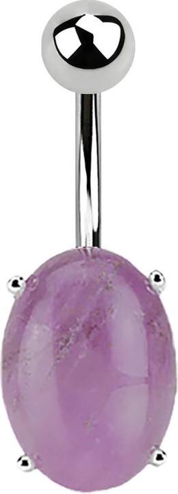 Produktbild Star Piercing Banane silber mit Ovalem Amethyst Stein (Mineralisch, ohne Messing, Chirurgenstahl 316L)