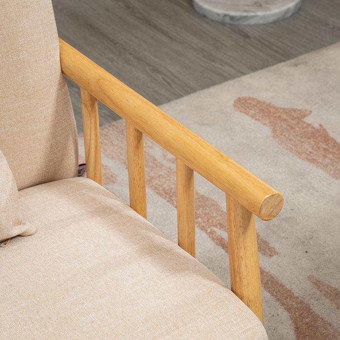 Produktbild Swisshandel24 2-Sitzer Sofa, Stoffbezug in Leinenoptik, kompakt, bis 200 kg, Holzrahmen, 123Lx69Bx74Hcm, Beige (2-Sitzer)