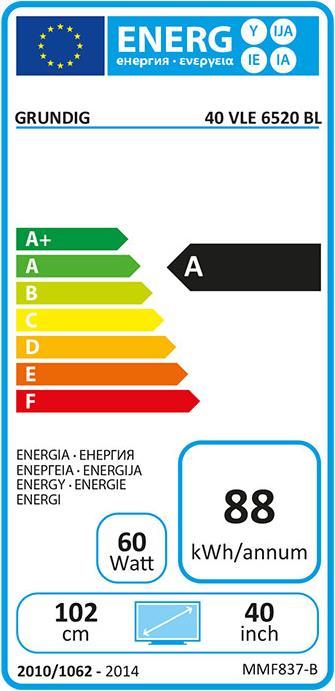 Energie-Label Grundig 40 Vle 6520 Bl (40", Full HD)