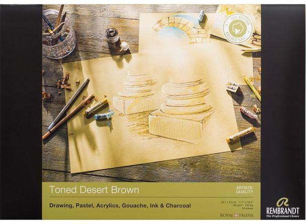 Actual product image Rembrandt Toned A3 Colouring Pad, 50 sheets, Brown (A3, Plain)