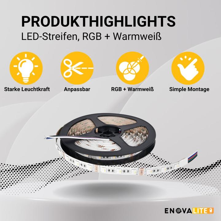 Immagine prodotto Enovalite Strisce LED (Bianco caldo, 500 cm, Interno, Esterno)
