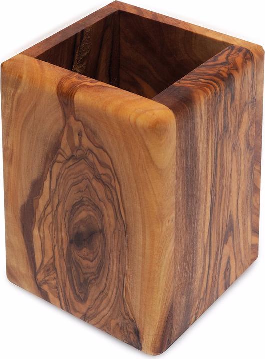 Actual product image Natura Punto Pen holder 100% olive wood square, 9 x 13 cm, rounded edges