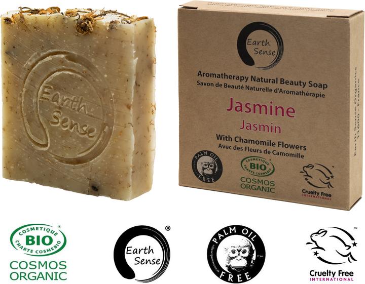 Produktbild Natura Punto Palmölfreie feste Bio-Seife, min. 72% kaltgepresste Öle, Jasmin mit Kamillenblüten (Hartseife)