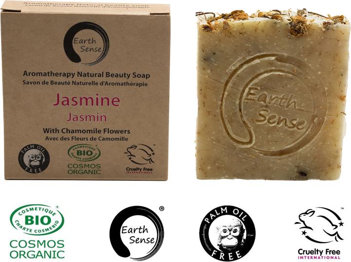 Produktbild Natura Punto Palmölfreie feste Bio-Seife, min. 72% kaltgepresste Öle, Jasmin mit Kamillenblüten (Hartseife)