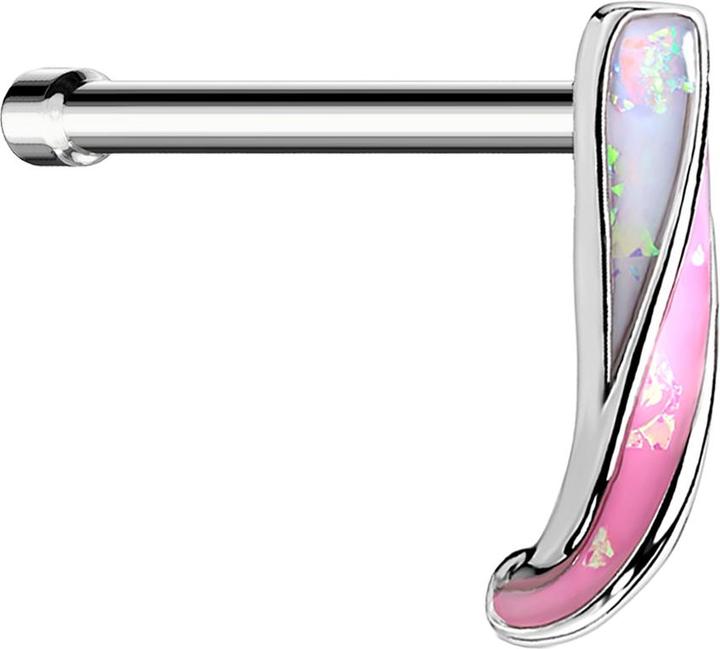 Immagine prodotto Star Piercing Nasenstecker gerade silber Opal Glitter verdreht pink (Acciaio chirurgico 316L, Ottone)