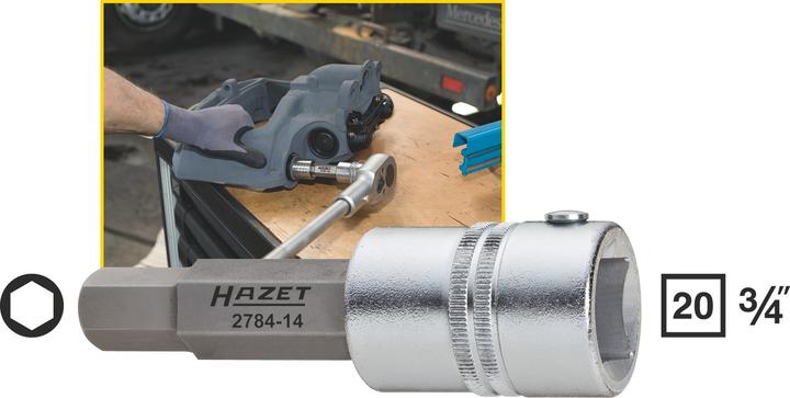 Actual product image HAZET Brake calliper screwdriver socket 2784-14 ∙ Square, hollow 20 mm (3/4 inch) ∙ Inside hexagon … (14 mm)