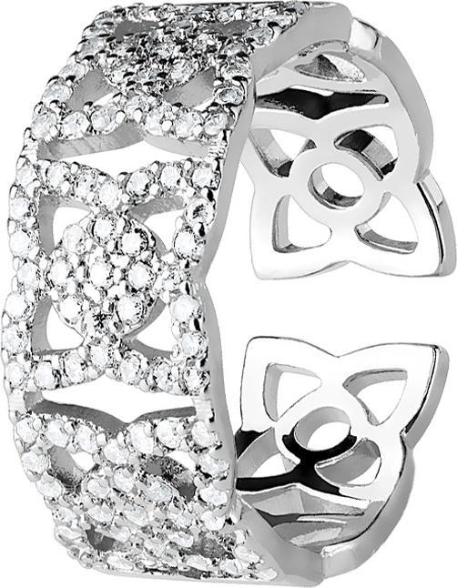 Star Piercing Ring silber mit Kristallblumen (54)