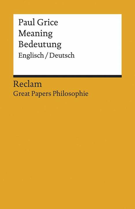 Actual product image Meaning / Bedeutung (German, English, Paul Grice, 2020)