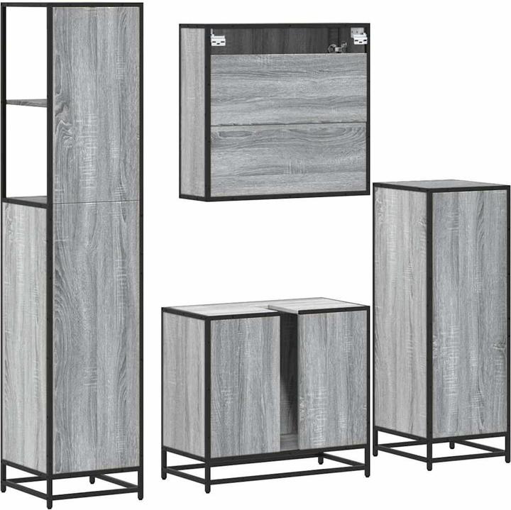 Immagine prodotto VidaXL Set di mobili da bagno a 4 pezzi Grigio Sonoma in legno