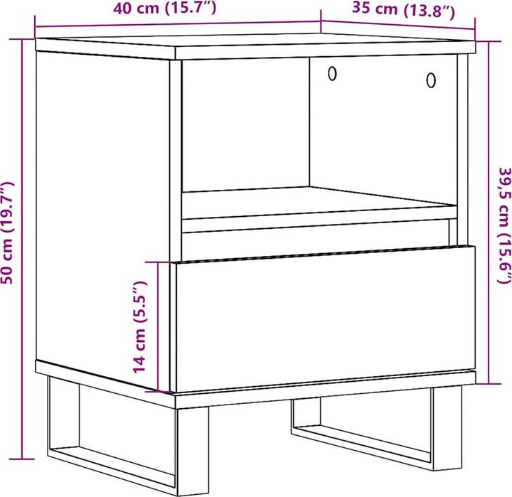 Image du produit VidaXL Table de chevet Rangement de nuit Commode de nuit Console de chevet aspect bois ancien (40 x 35 x 50 cm)