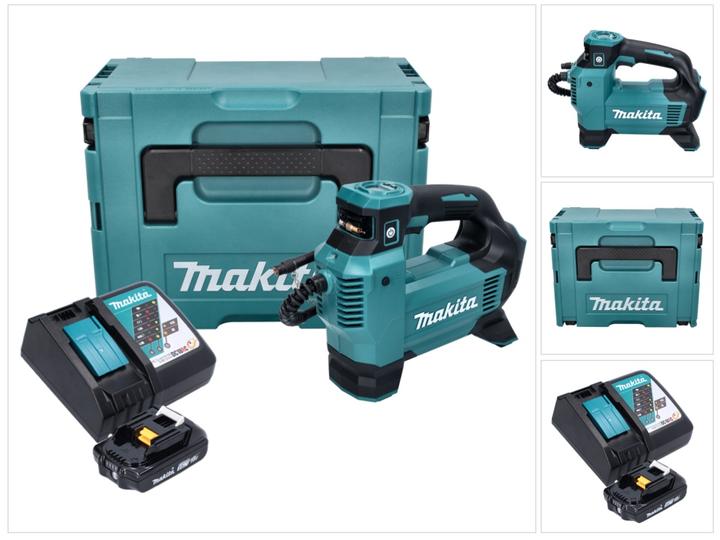 Immagine prodotto Makita DMP 181 RA1J Compressore a batteria 18 V 11,1 bar + 1x batteria 2,0 Ah + caricatore + Makpac (11.10 bar)