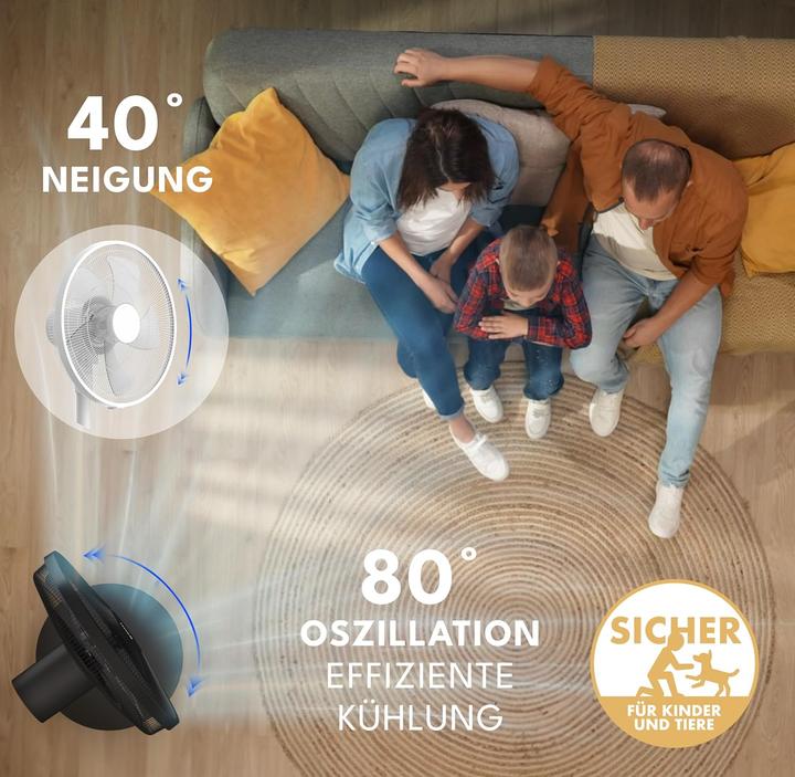 Image du produit Lebenlang Leiser Standventilator mit Fernbedienung & LED-Display (60 dB)