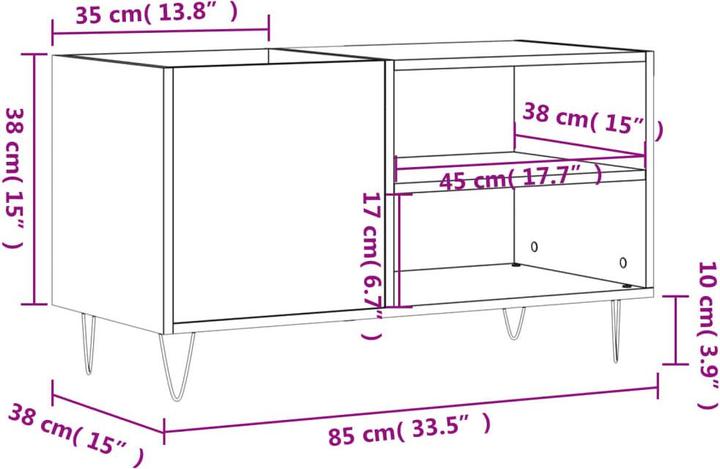 Actual product image VidaXL Plattenschrank Schwarz 85x38x48 cm Holzwerkstoff, Farbe