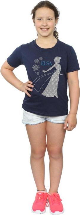 Actual product image Disney Girls Frozen Elsa Christmas Silhouette Cotton T-Shirt (152, 158)