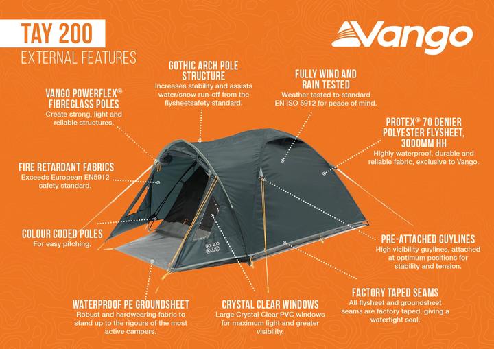 Image du produit Vango Tay 200 (Tente igloo, 3.31 kg, 2 personnes)