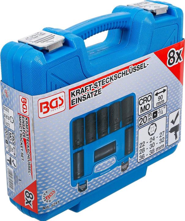 Produktbild BGS Kraft-Steckschlüssel-Einsatz-Satz (22 mm, 24 mm, 27 mm, 28 mm, 30 mm, 32 mm, 36 mm, 38 mm)