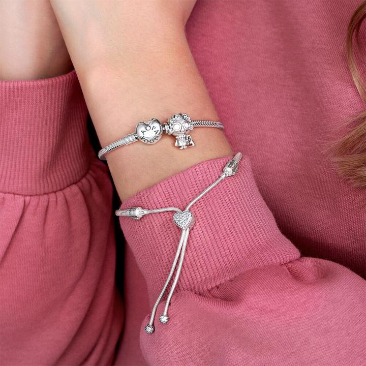 Actual product image Pandora Bracelet with heart clasp (19 cm, Silver)