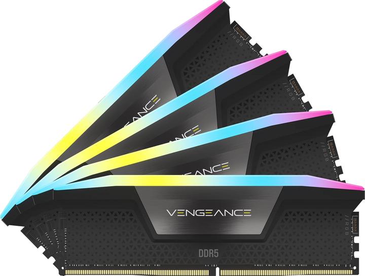 Actual product image Corsair DDR5, 6000MT/s 96GB 4x24GB DIMM, Unbuffered, 30-36-36-76, Std PMIC, XMP 3.0, VENGEANCE RGB DDR5 Blac (4 x 24GB, 6000 MHz, DDR5 RAM, DIMM)