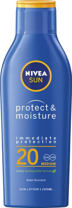Produktbild NIVEA Sun Protect & Moisture (Sonnencreme, SPF 20, 200 ml, 300 g)