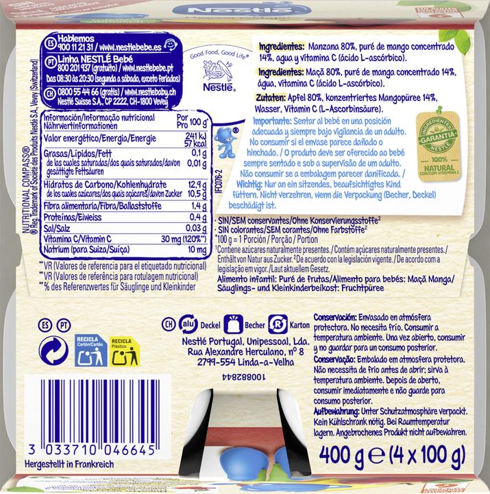 Produktbild Nestlé Apfel Mango Kompott, nach 6 Monaten (425 g)