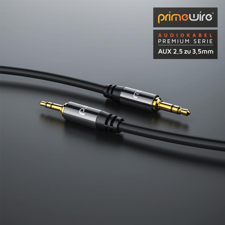 Produktbild Primewire 2,5mm Klinke zu 3,5mm Klinke Audio Kabel, AUX, HiFi Audio Adapter Klinkenkabel / Verbindungskabel (1.50 m, 3.5mm Klinke (AUX))