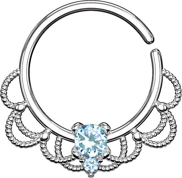 Image du produit Star Piercing anneau septum argent filigrane avec cristal aqua (Laiton)